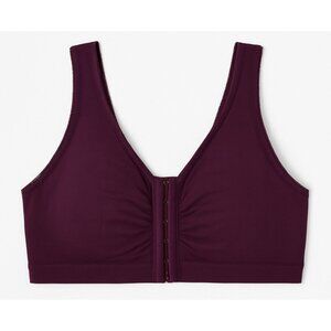 Leading Lady Meryl Size 38C/D/DD Plum Cotton Front-Close Wireless Sleep Bra